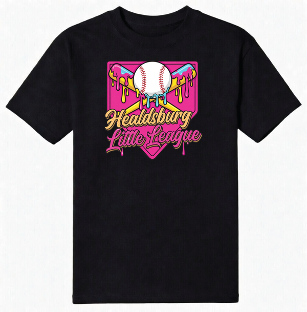 Healdsburg Little League - Pink Drip Shirt