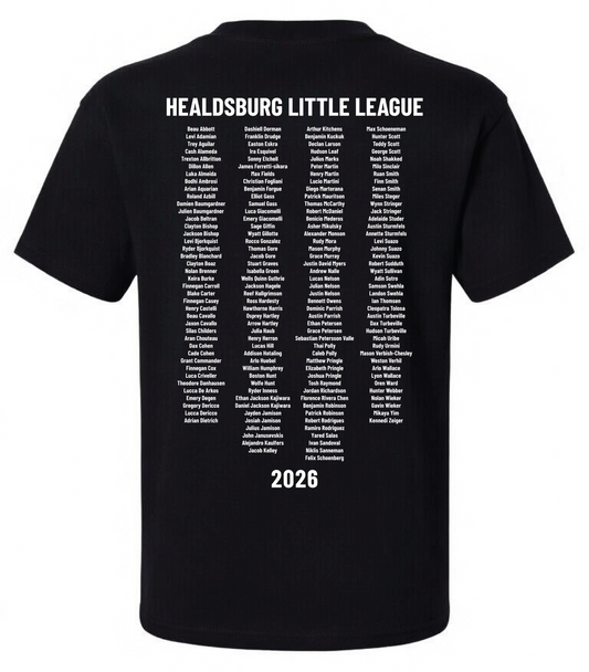 Healdsburg Little League - 2026 Roster Shirt